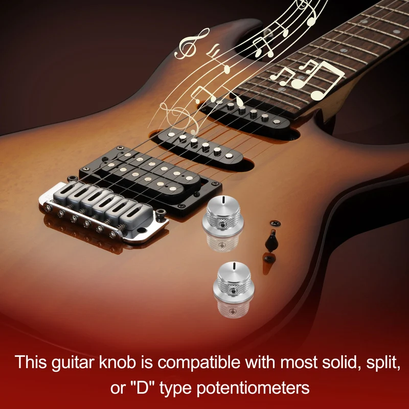 4pcs Aluminium Guitar Knobs with Wrench Set 1/4" Silver