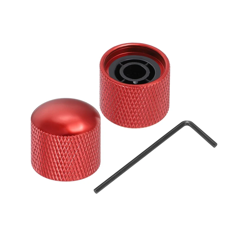 2Pcs Metal Guitar Potentiometer Knobs with Wrench 6mm/0.24" Dark Red