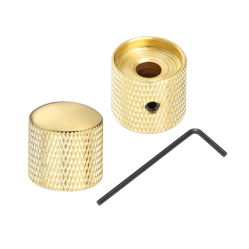 2Pcs Metal Guitar Potentiometer Knobs with Wrench 6mm/0.24" Golden