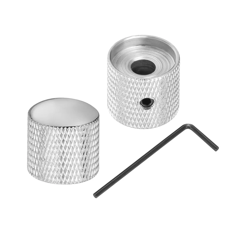 2Pcs Metal Guitar Potentiometer Knobs with Wrench 6mm/0.24" Silver
