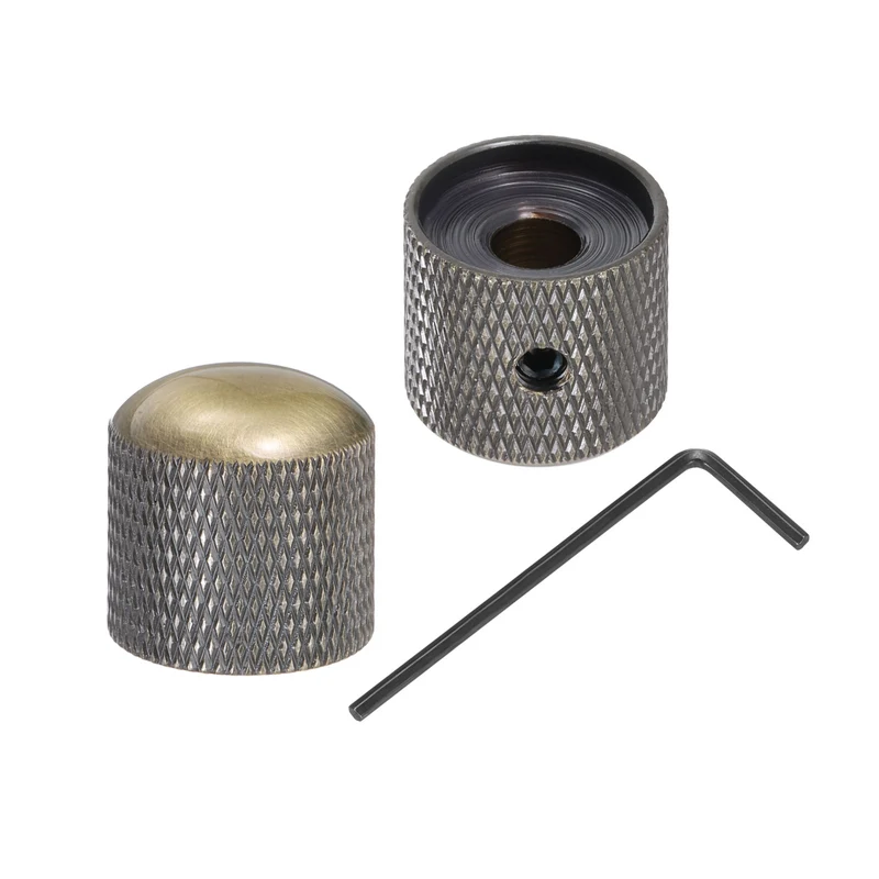 2Pcs Metal Guitar Potentiometer Knobs with Wrench 6mm/0.24" Bronze