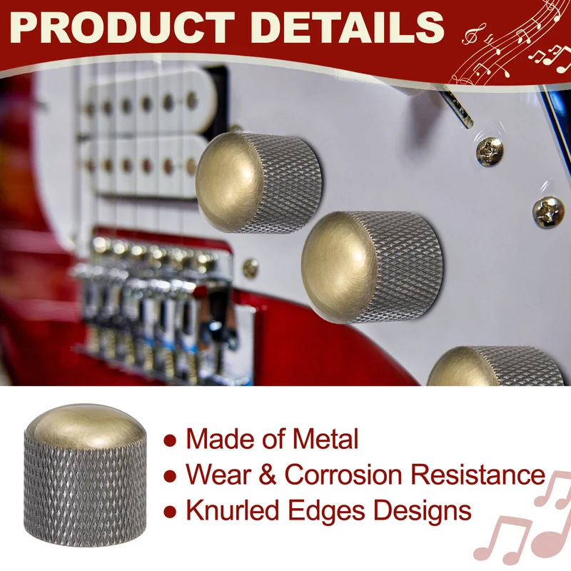 2Pcs Metal Guitar Potentiometer Knobs with Wrench 6mm/0.24" Bronze