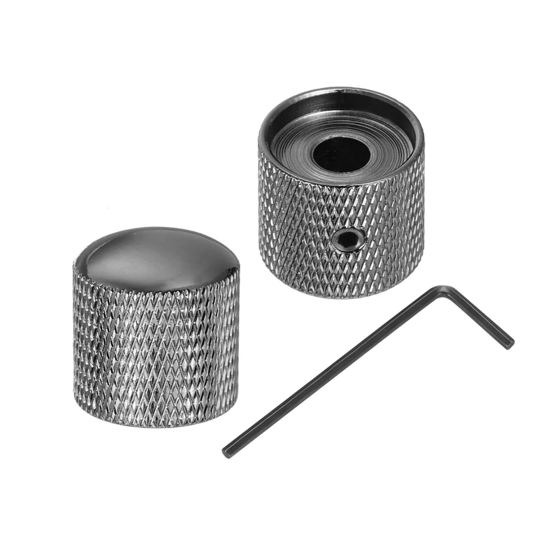 2Pcs Metal Guitar Potentiometer Knobs with Wrench 6mm/0.24" Black