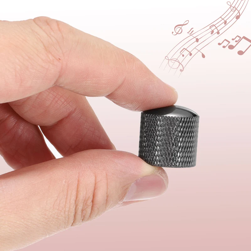2Pcs Metal Guitar Potentiometer Knobs with Wrench 6mm/0.24" Black