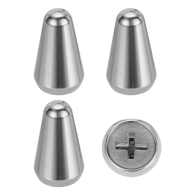 4Pcs ST Electric Guitar 3/5 Way Pickup Switch Tip ID 0.19 x 0.15" Chrome Silver