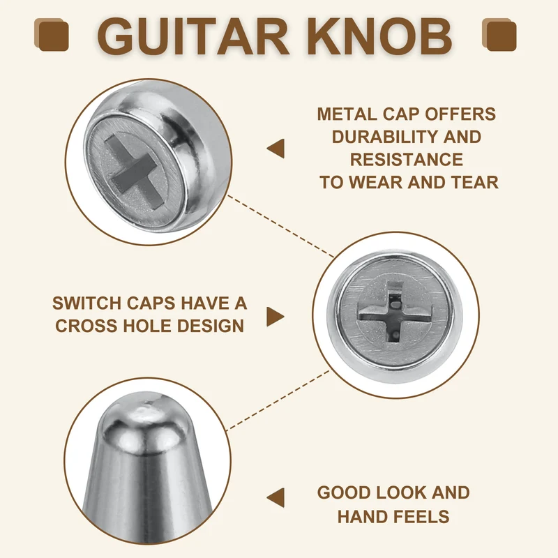 4Pcs ST Electric Guitar 3/5 Way Pickup Switch Tip ID 0.19 x 0.15" Chrome Silver
