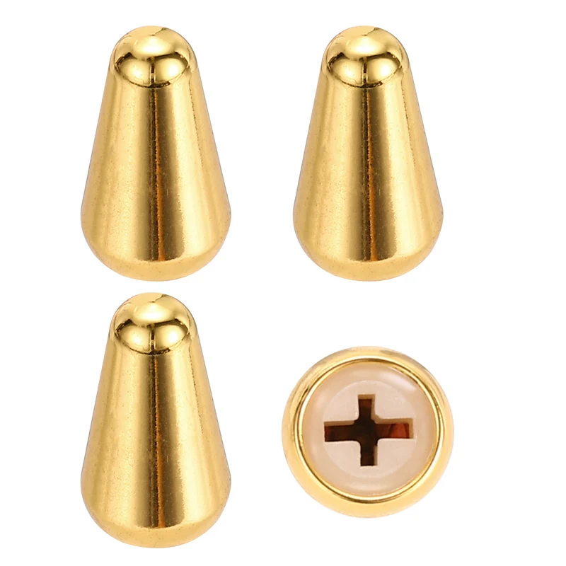 4Pcs ST Electric Guitar 3/5 Way Pickup Switch Tip ID 0.19 x 0.15" Gold