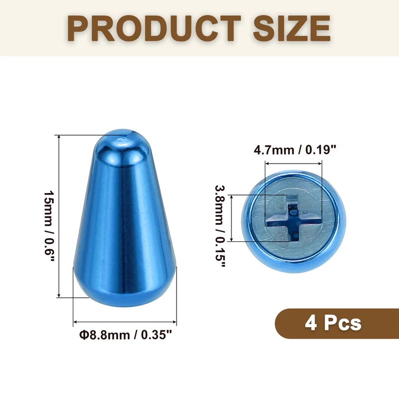 4Pcs ST Electric Guitar 3/5 Way Pickup Switch Tip ID 0.19 x 0.15" Blue