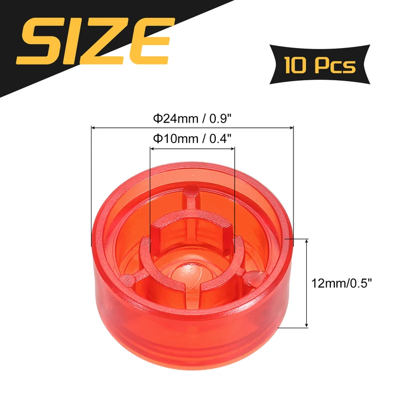 10 Pcs Footswitch Toppers Guitar Pedal Button Caps, Red