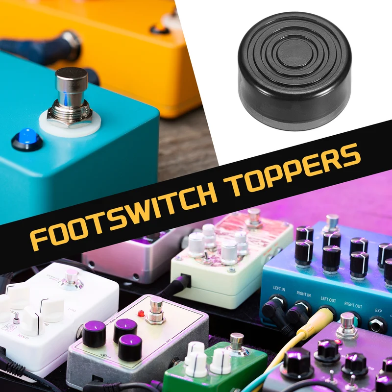 10 Pcs Footswitch Toppers Guitar Pedal Button Caps, Black