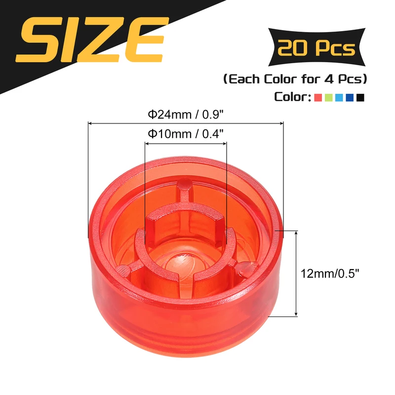 20 Pcs Footswitch Toppers Guitar Pedal Button Caps, 5 Color