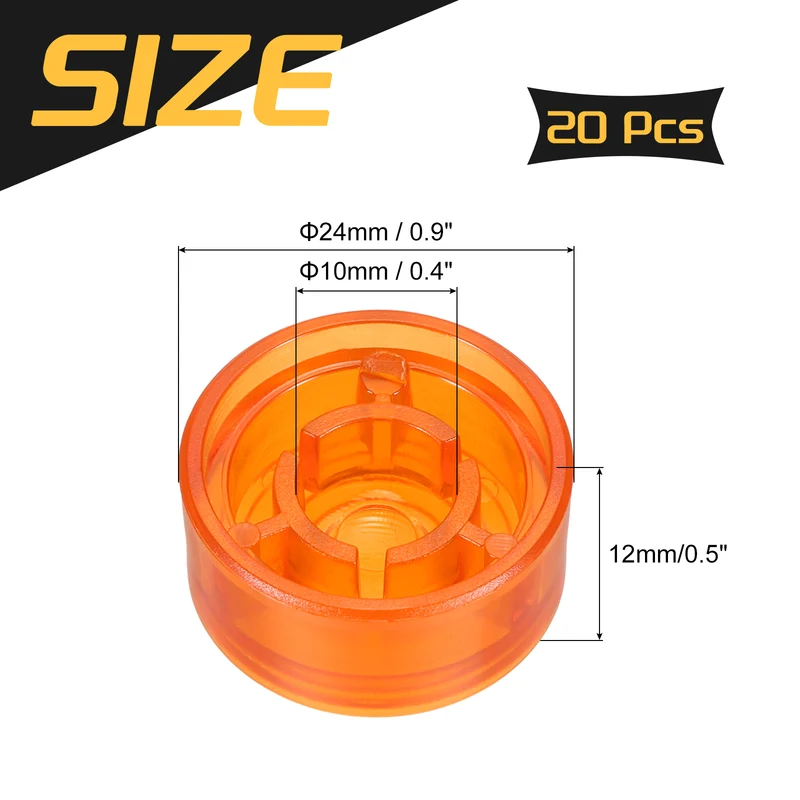 20 Pcs Footswitch Toppers Guitar Pedal Button Caps, Orange