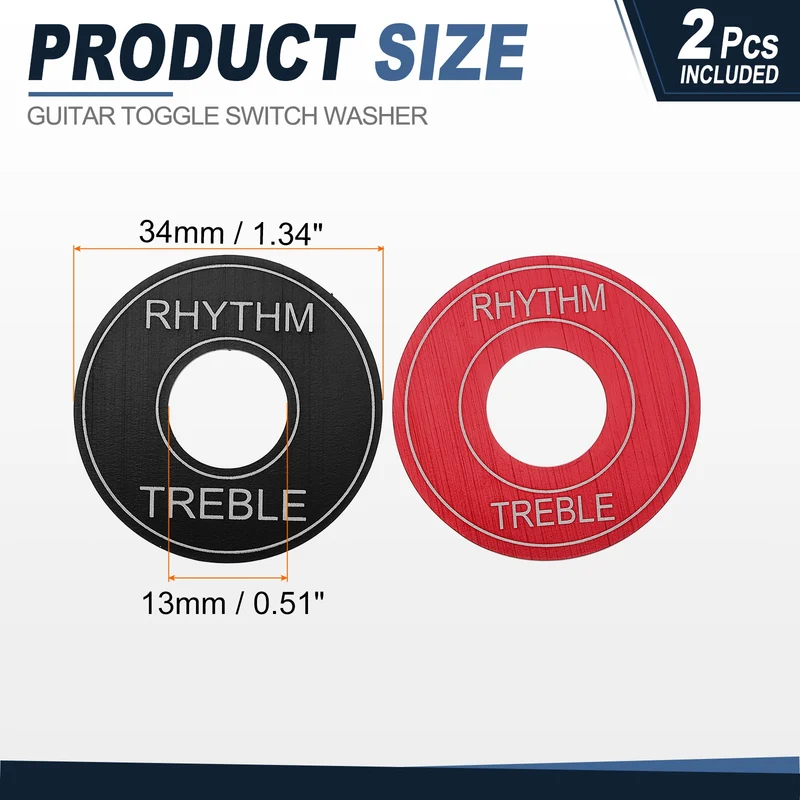 2Pcs Guitar Toggle Switch Washer Plate, 13mm ID Red Black