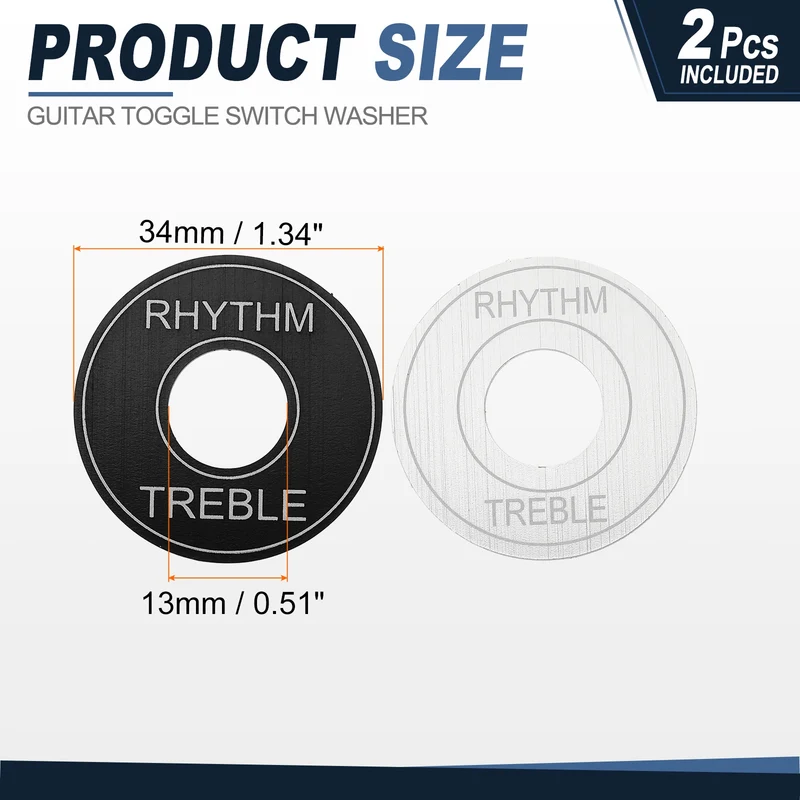 2Pcs Guitar Toggle Switch Washer Plate, 13mm ID Silver Black