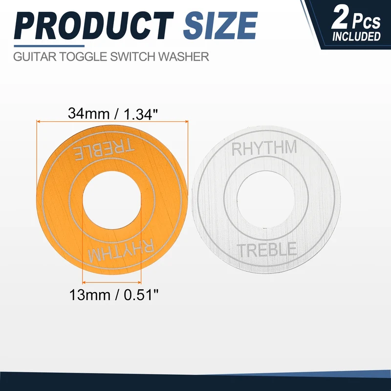 2Pcs Guitar Toggle Switch Washer Plate, 13mm ID Silver Gold