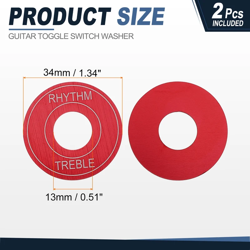 2Pcs Guitar Toggle Switch Washer Plate, 13mm ID Red