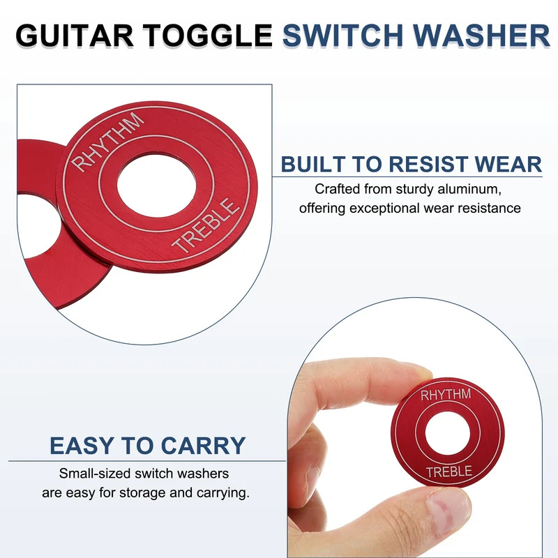 2Pcs Guitar Toggle Switch Washer Plate, 13mm ID Red