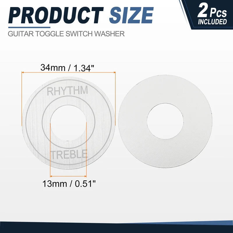 2Pcs Guitar Toggle Switch Washer Plate, 13mm ID Silver
