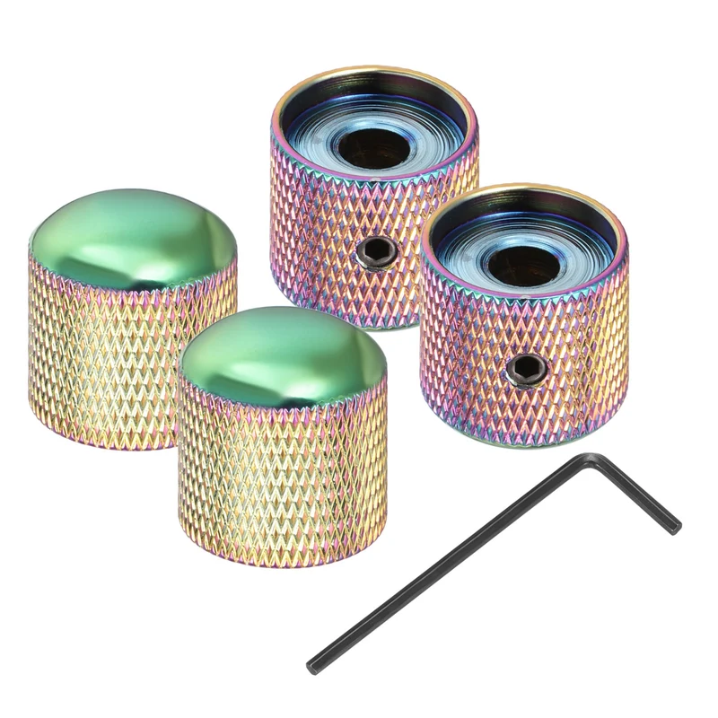 4Pcs Metal Guitar Potentiometer Knobs with Wrench 6mm/0.24" Purple