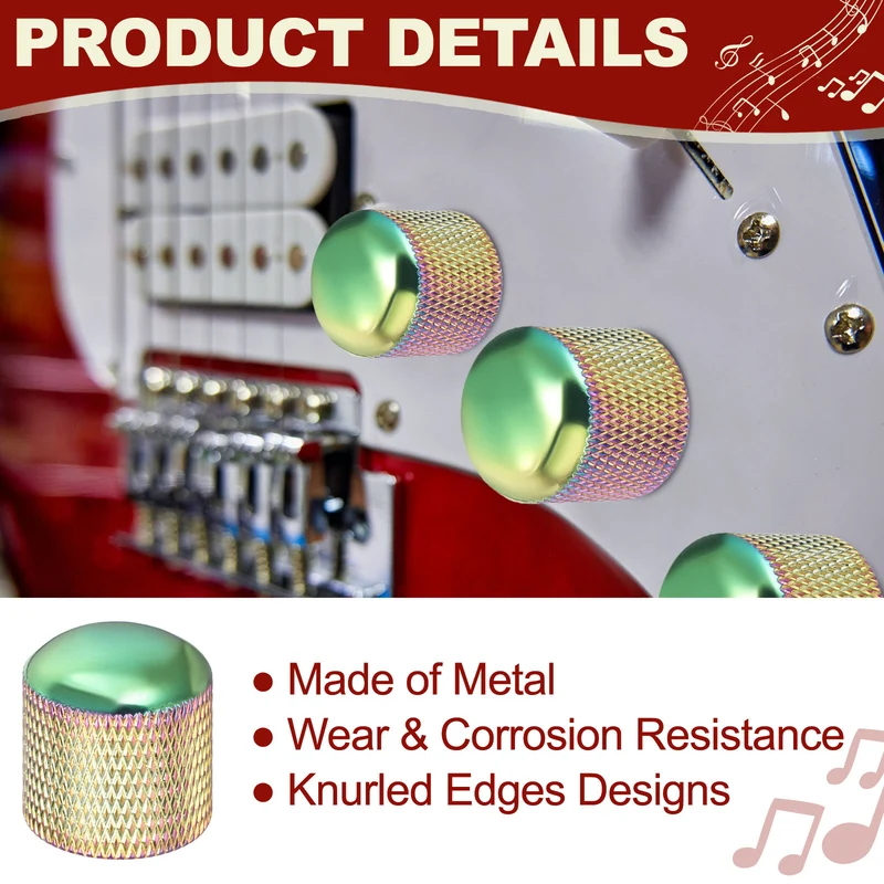 4Pcs Metal Guitar Potentiometer Knobs with Wrench 6mm/0.24" Purple