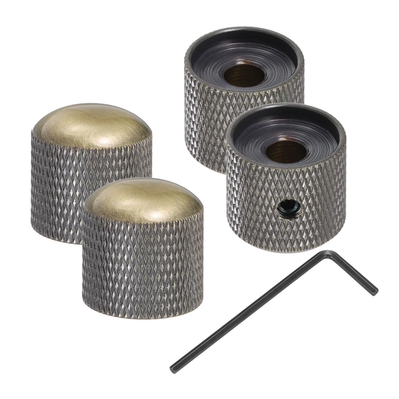 4Pcs Metal Guitar Potentiometer Knobs with Wrench 6mm/0.24" Bronze