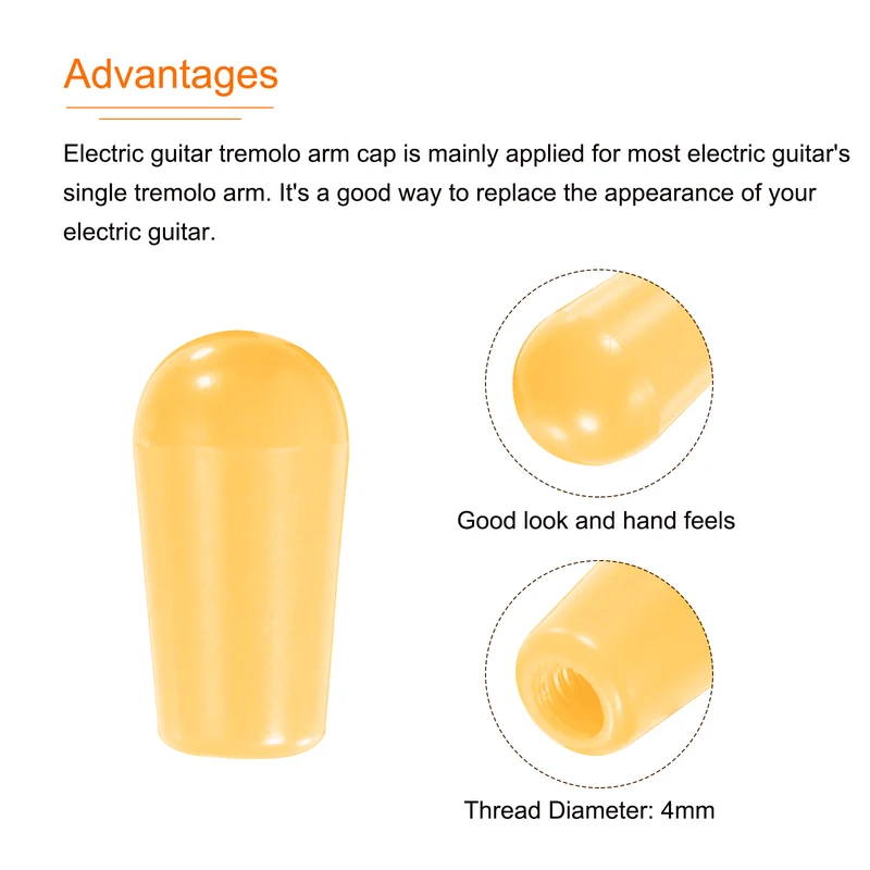 2Pcs Guitar 3 Way Pickup Switch Tip M4 for LP Electric Guitar, Yellow