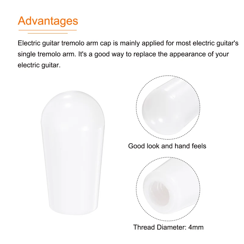 2Pcs Guitar 3 Way Pickup Switch Tip M4 for LP Electric Guitar, White