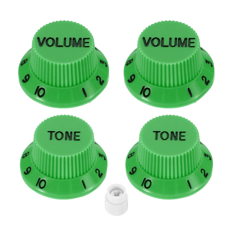 Guitar Control Knobs 2Volume 2Tone 1Switch Tip Green with Black Characters