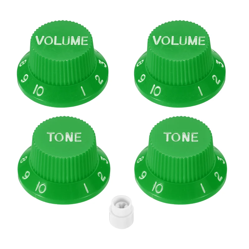 Guitar Control Knobs 2Volume 2Tone 1Switch Tip Green with White Characters