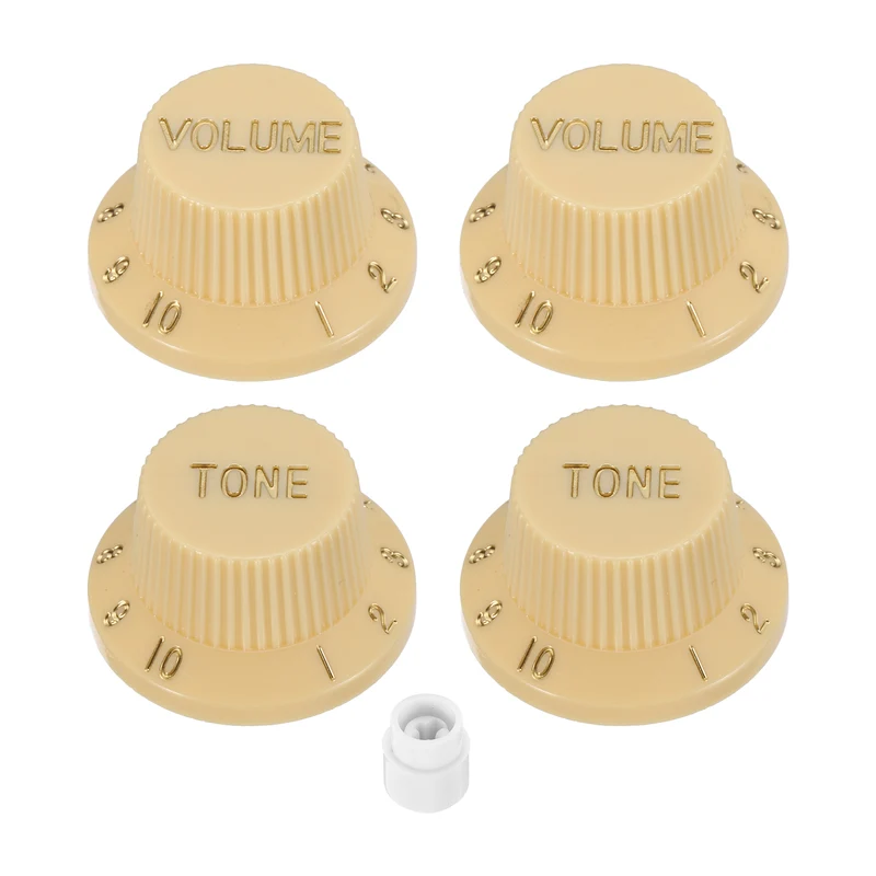 Guitar Control Knobs 2Volume 2Tone 1Switch Tip Yellow with Gold Characters