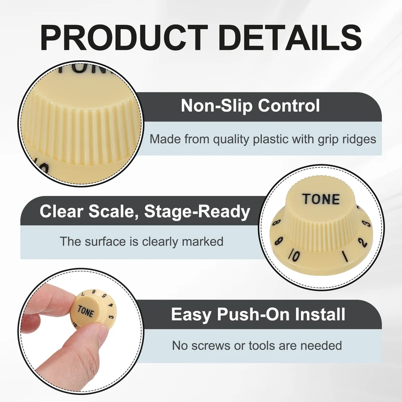 Guitar Control Knobs 2Volume 2Tone 1Switch Tip Yellow with Black Characters
