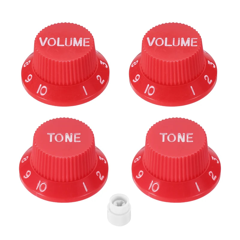 Guitar Control Knobs 2Volume 2Tone 1Switch Tip Red with White Characters