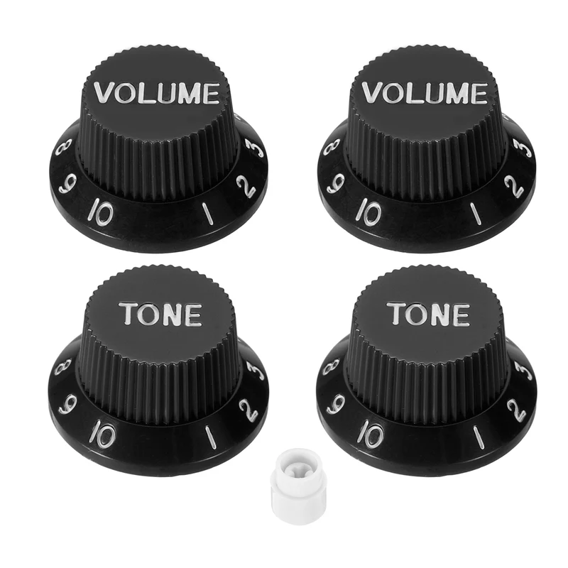 Guitar Control Knobs 2Volume 2Tone 1Switch Tip, Black with White Characters
