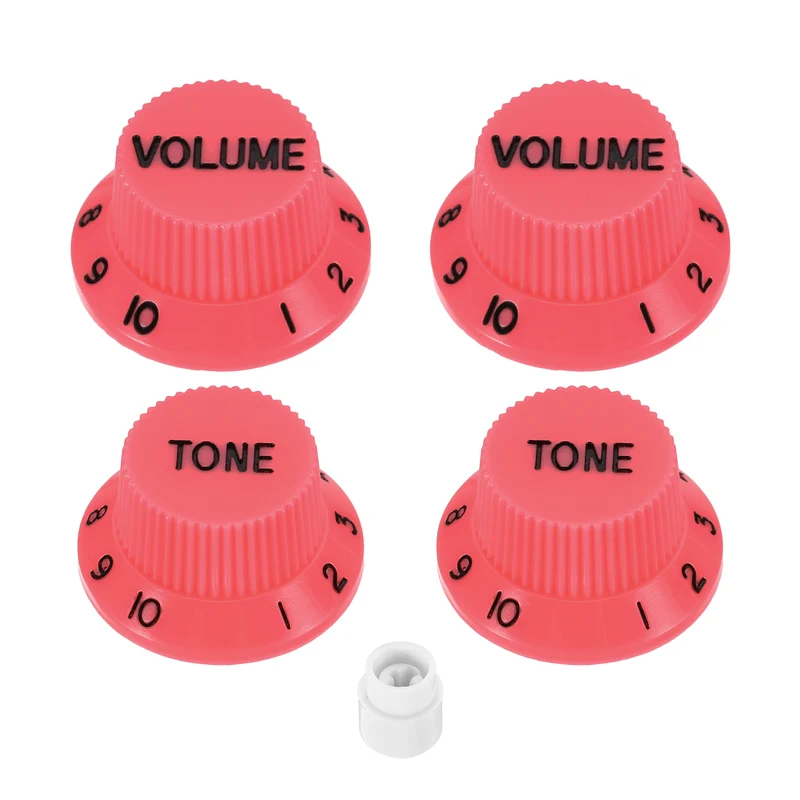 Guitar Control Knobs 2Volume 2Tone 1Switch Tip Pink with Black Characters