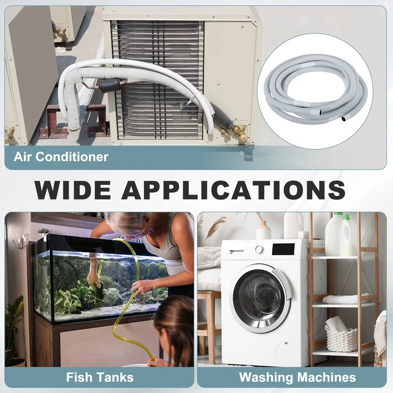 19.7 ft / 6 m Air Conditioner Split Drain Hose Kit Universal Plastic Tube, Gray