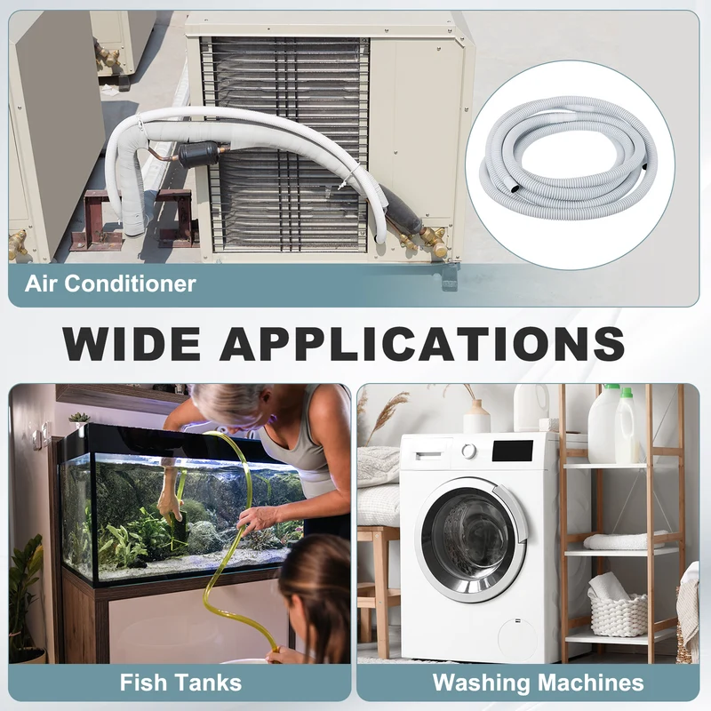16.4 ft / 5 m Air Conditioner Split Drain Hose Kit Universal Plastic Tube, Gray