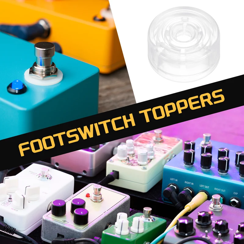 20 Pcs Footswitch Toppers Guitar Pedal Button Caps Transparent