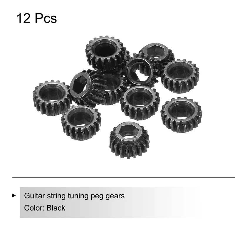 Guitar String Tuning Peg Gear Tuner Gear 12pcs 4mm Inner Hex Hole Black for Guitar Tuner Machine Head