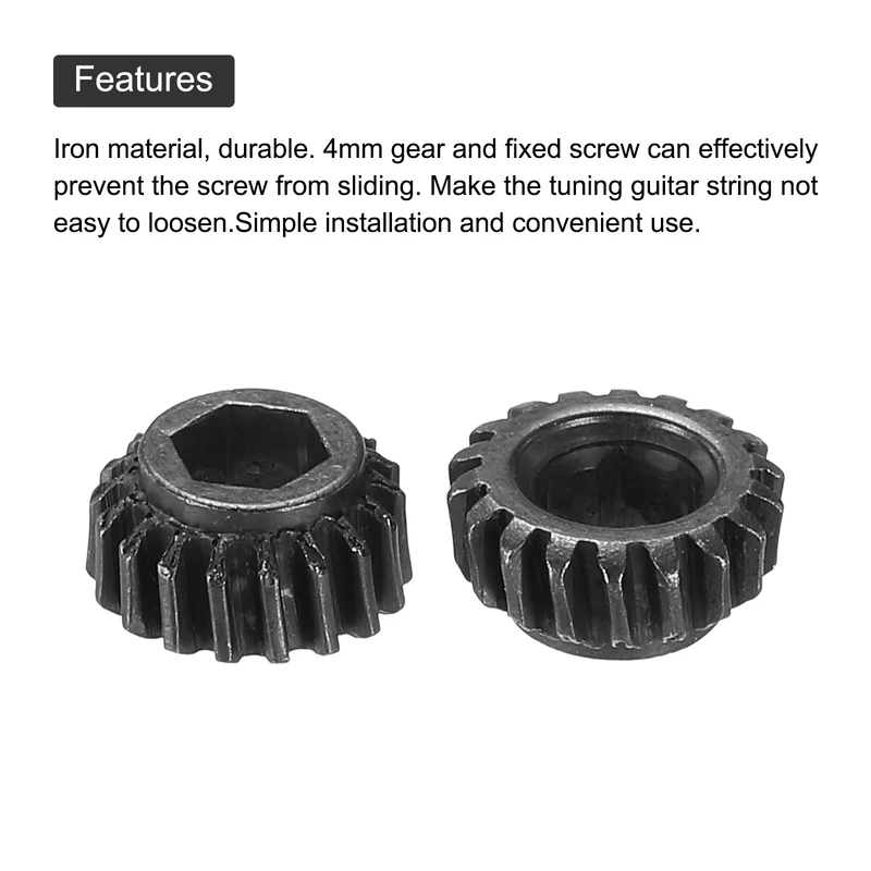 Guitar String Tuning Peg Gear Tuner Gear 12pcs 4mm Inner Hex Hole Black for Guitar Tuner Machine Head
