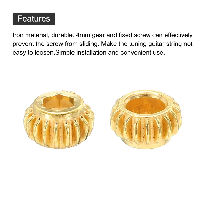 Guitar String Tuning Peg Gear Tuner Gear 6pcs 4mm Inner Hex Hole Gold for Guitar Tuner Machine Head