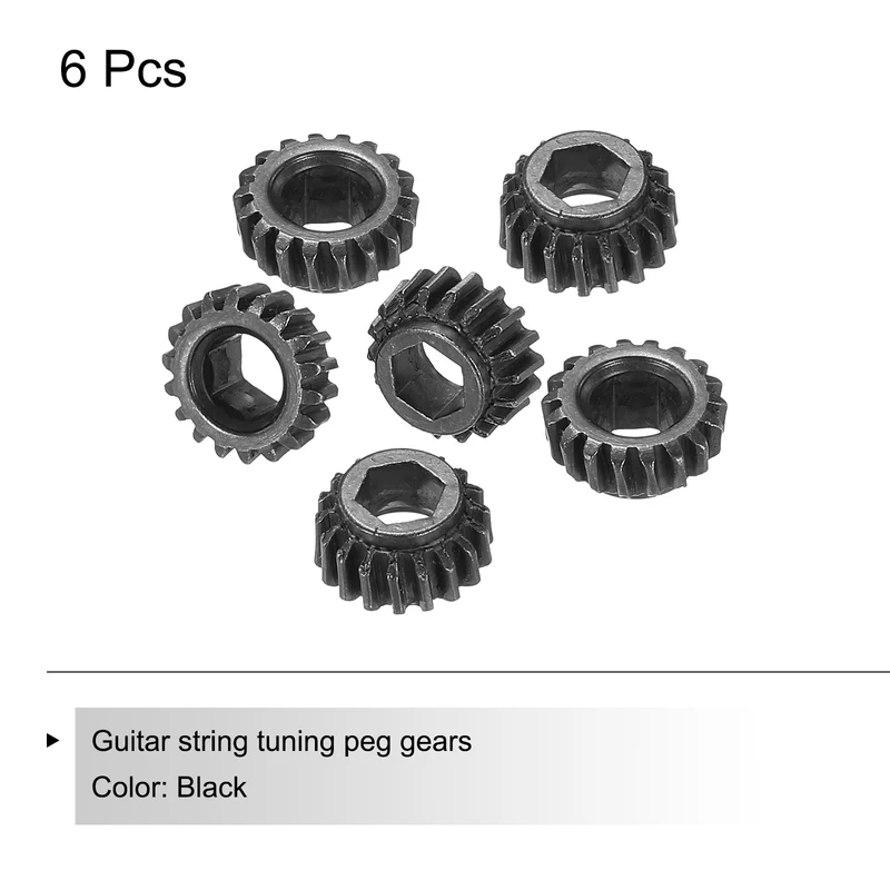 Guitar String Tuning Peg Gear Tuner Gear 6pcs 4mm Inner Hex Hole Black for Guitar Tuner Machine Head