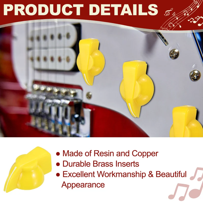 6pcs Guitar Chicken Head Knob 6.5mm Yellow