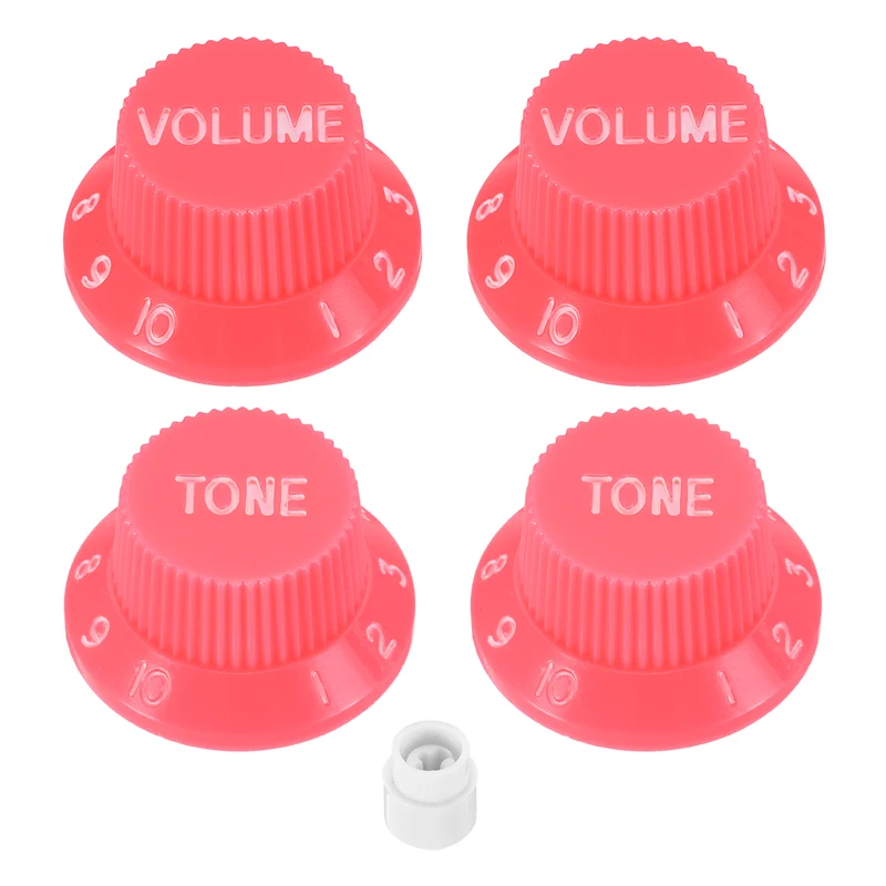 Guitar Control Knobs 2Volume 2Tone 1Switch Tip Pink with White Characters