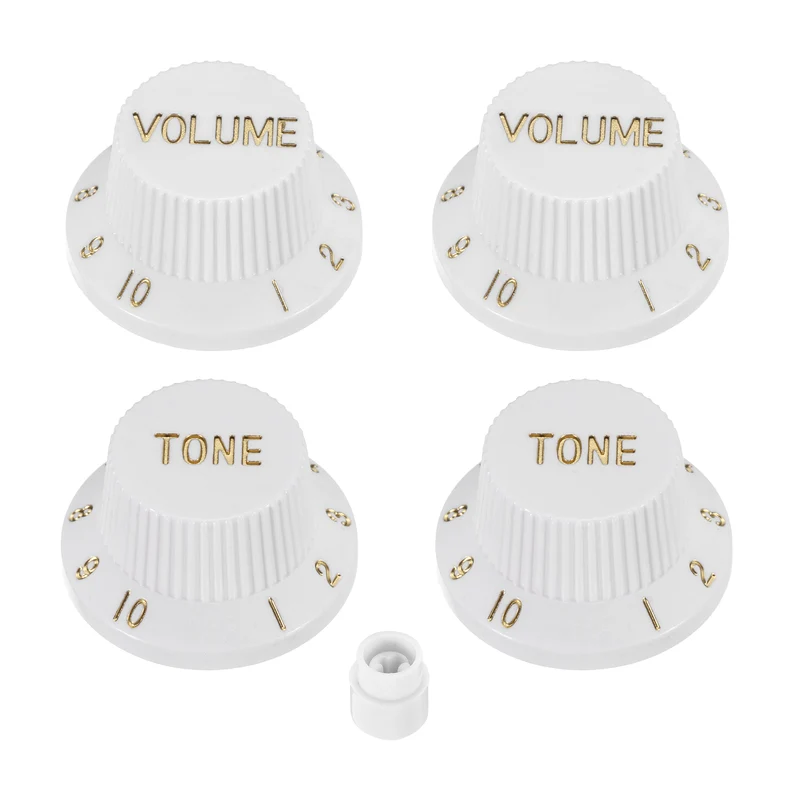 Guitar Control Knobs 2Volume 2Tone 1Switch Tip White with Gold Characters
