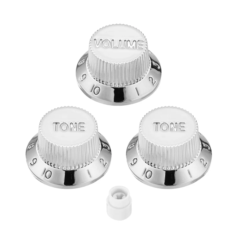 Guitar Control Knobs 1Volume 2Tone 1Switch Tip Silver
