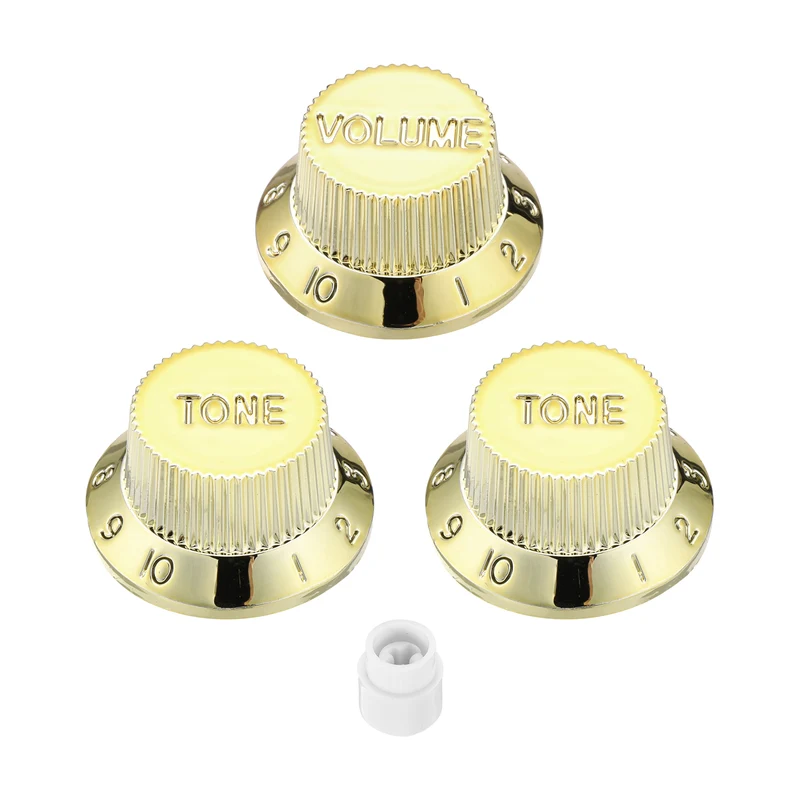 Guitar Control Knobs 1Volume 2Tone 1Switch Tip Gold
