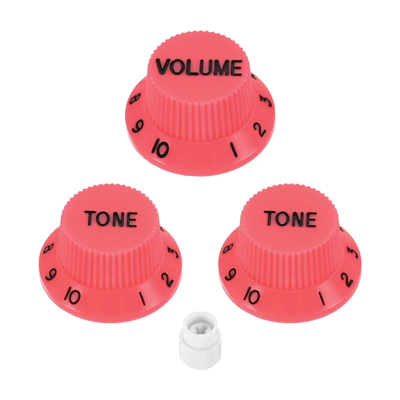 Guitar Control Knobs 1Volume 2Tone 1Switch Tip Pink with Black Characters