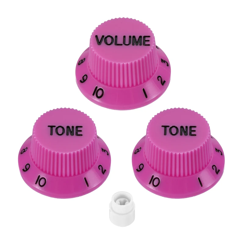 Guitar Control Knobs 1Volume 2Tone 1Switch Tip Purple with Black Characters