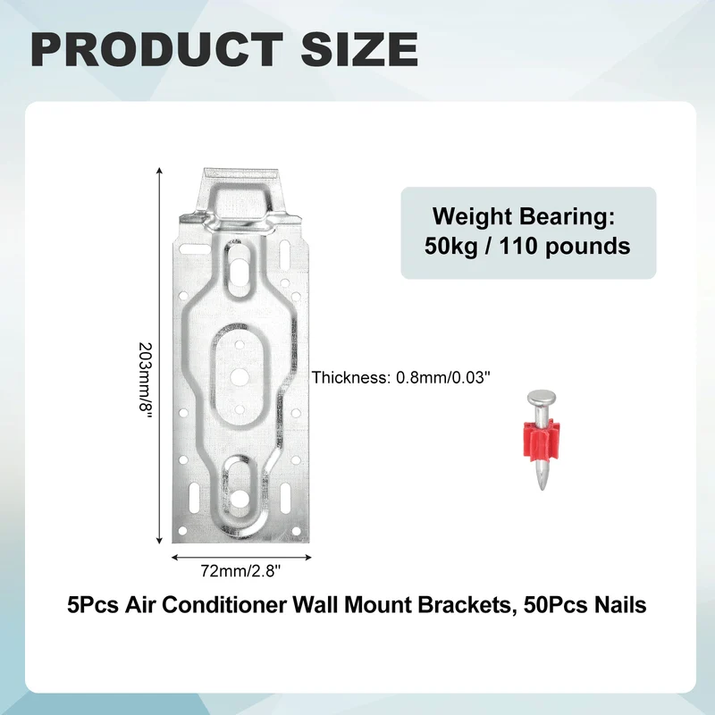 5Pcs Air Conditioner Wall Mount Bracket Hanging Holder Hooks with 50Pcs Nails
