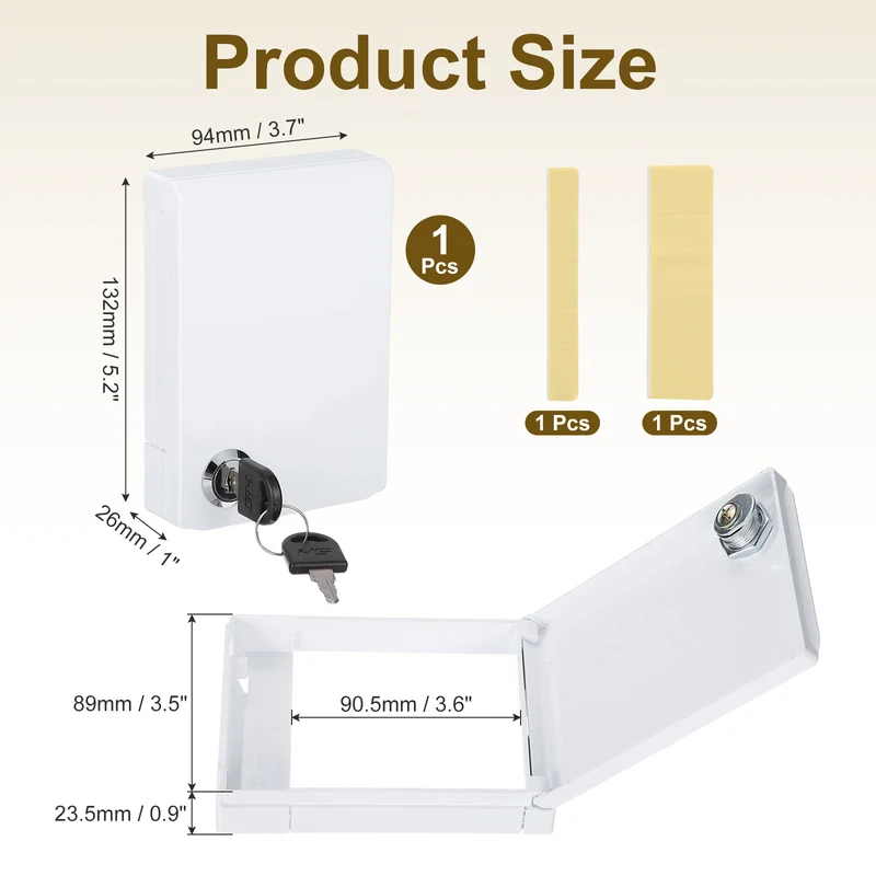 Thermostat Lock Box with Keys Central AC Thermostat Panel Cover, White